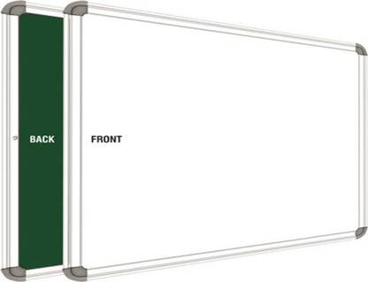 Devew 1.5X2 Feet Non Magnetic Double Sided White Board and Chalk Board one Side White Marker and Reverse Side Green Chalk Board Surface White board