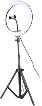 Alchiko New Big Tripod With Premium Dichromatic LED Ring Light With Adjustable Brightness And Colour Temperature And Fully Portable Compatible with All Smartphones & Dslr/slr Cameras, for Live Streaming, Make up, Video Call, Video Conference, Online Classes 2500 lx Camera LED Light