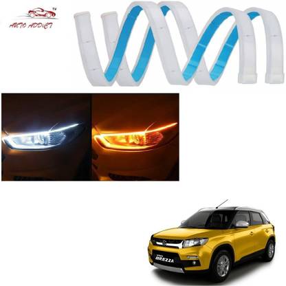 AuTO ADDiCT Car Headlight LED DRL - Daytime Running Light (Turn Signal Yellow,White) For Maruti Suzuki Vitara Brezza Car Fancy Lights