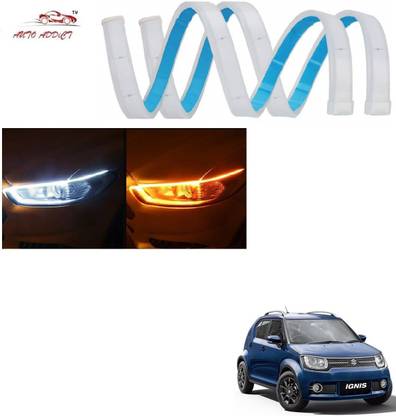 AuTO ADDiCT Car Headlight LED DRL - Daytime Running Light (Turn Signal Yellow,White) For Maruti Suzuki Ignis Car Fancy Lights