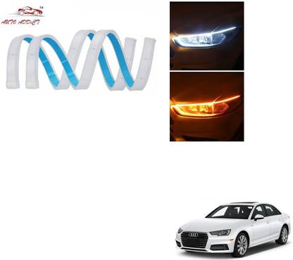 AuTO ADDiCT Car Headlight LED DRL - Daytime Running Light (Turn Signal Yellow,White) For Audi A4 Car Fancy Lights