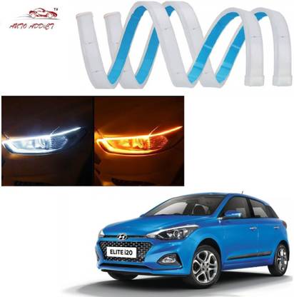 AuTO ADDiCT Car Headlight LED DRL - Daytime Running Light (Turn Signal Yellow,White) For Hyundai Elite i20 Car Fancy Lights