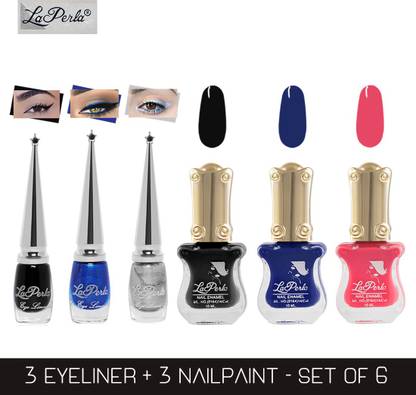 La Perla (LP-BRS-NPELCMB06-368) CH Pano Multicolor Nail Paint and BRS Eyeliner Combo