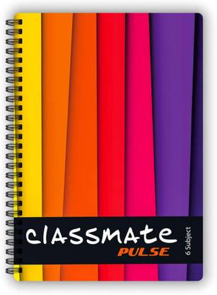 Classmate Pulse Spiral 6 Subject Notebook 300 Pages Size 27x21cm Pack of 1 (Design on cover can be different) Regular Notebook Single Lines Ruled 300 Pages