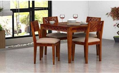 sjme Solid Wood Sheesham Wood 4 Seater Dining Table With 4 Chairs For Dining Room Solid Wood 4 Seater Dining Set