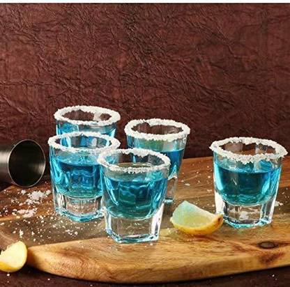 jay gatrad seller (Pack of 6) JG Vodka - Tequila - Rum - Gin - Wine - Champagne - Brandy - Juice - Scotch - Great for Whisky Brandy Vodka - Square Shape - Shot Glass Set of 6- Clear 50 ml Glass Set Shot Glass