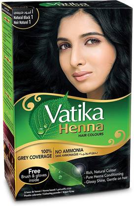VATIKA Henna Natural Black Hair Colour - 60g (Pack Of 1) , Natural Black
