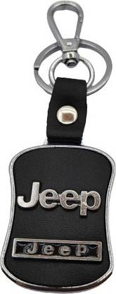 Arik Imported Leather Jeep Compass Key Chain Key Ring with Chrome Car Logo Key Chain