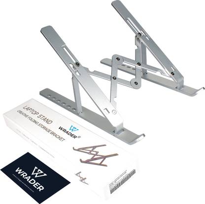 WRADER Aluminium Laptop Stand Foldable Laptop Stand, Adjustable Aluminum Laptop Stand Notebook Stand Compatible with All 10 inch to 15.6 inch Laptops and Tablets Aluminium Floor and Desk Stand Laptop Stand with Adjustable Height Compatible with Universal Laptops