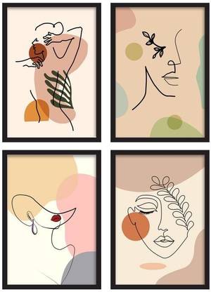 Painting Mantra Set of 4 BOHO FIGURATIVE LINE WALL ART (A3 SIZE) Digital Reprint 36 inch x 25.6 inch Painting
