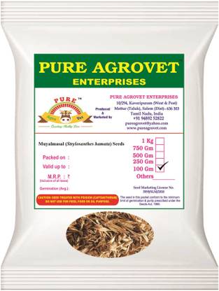 PURE AGROVET ENTERPRISES Caribbean stylo / Muyalmasal (Stylosanthes hamata) OPEN/FREE GRAZING dwarf green fodder seeds (Pack of 100 Gram) Seed