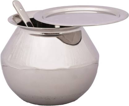 PREMIUM Pongal Pot (Handi) 5.5 Ltr with Lid and Ladle-Stainless Steel हांडी 5.5 L ढक्कन के साथ