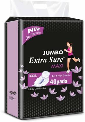 Extra Sure XXXL 320 Mm Ultra Clean Soft Thin Dry Cottony Sanitary Napkin Pad With Wing For Women Girl (40) Sanitary Pad
