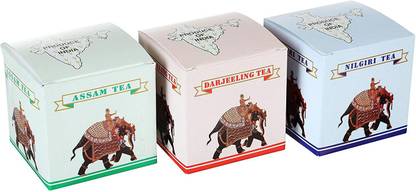 Getmytea 3 in 1 Tea Gift Box Darjeeling Assam and Nilgiri Tea 100g each (Pack of 3) Herbs Black Tea Tin