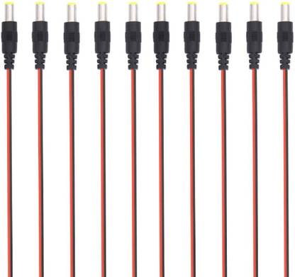 Fedus 10-Pack DC Power Pigtail Male Cable Wire, 12V 5A Male Connectors Barrel Jack Tinned Lead for CCTV Camera, Lighting Power Adapter DVR, Car Rearview Monitor-2.1 x 5.5mm DC Cable Wire Connector