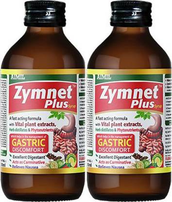 AIMIL Zymnet Plus Syrup for Digestive Health & Acidity | Relieves Gastric Discomforts | Abdominal Pains & Nausea (Pack of 2)