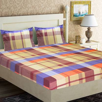 Flipkart SmartBuy 160 TC Microfiber Double Checkered Flat Bedsheet