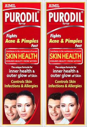 AIMIL Purodil Syrup for Pimple and Acne free Skin | Anti-Allergic Anti-Microbial Blood Purifier Syrup (Pack of 2)