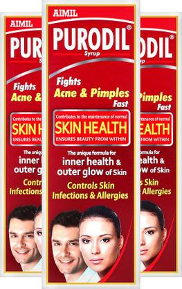 AIMIL Purodil Syrup for Pimple and Acne free Skin | Anti-Allergic Anti-Microbial Blood Purifier Syrup (Pack of 3)