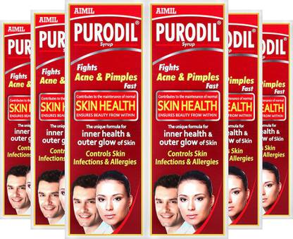 AIMIL Purodil Syrup for Pimple and Acne free Skin| Anti-Allergic Anti-Microbial Blood Purifier Syrup (Pack of 6)