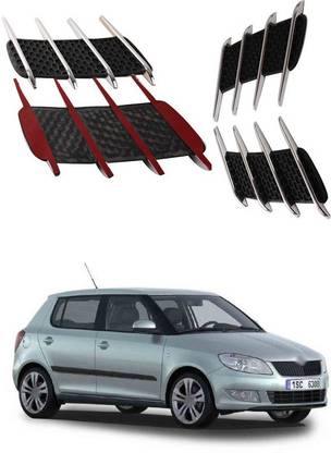 PROEDITION Car Side Airflow Chrome Car Fender Vent Hood Scoop Cover (Silver + Black) A200 Matte, Glossy, Chrome Skoda Fabia Side Garnish