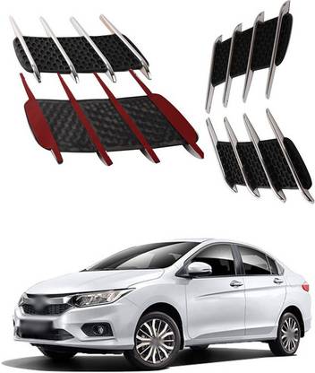 XZRTZ Car Side Airflow Grille, 2X Chrome Car Auto Bonnet Air Intake Flow Side Fender Vent Hood Scoop Cover (Silver + Black) A10 Matte, Glossy, Chrome Honda City Side Garnish