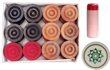 Honoty Wooden Carrom Coins,(Carrom goti) with 1 Striker and 1 Powder Carrom Pawns