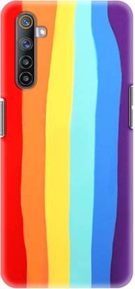NDCOM Back Cover for REALME 6 PRO Color Gradient Rainbow Stripes Printed