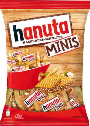 Ferrero Hanuta Hazelnut Cream Cookies Minis Pouch, 200g Cream Sandwich Biscuit