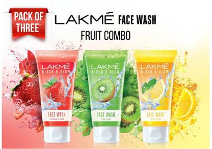 Lakmé Blush & Glow Fruity Combo  with Fruit Extracts (Strawberry, Lemon, Kiwi) Face Wash