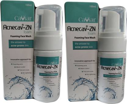 ACNECAV-ZN Foaming Facewash Innovative approach for Preventing Acne, Sebum Control, Post acne scars, Skin Lighting ( 100ML * 2 ) Face Wash