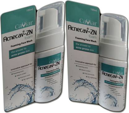 ACNECAV-ZN Face wash with Foaming with Innovative approach for Sebum Control, Skin Lighting, Post acne scars, Preventing Acne (100Ml ) * ( Pack of 2 ) Face Wash