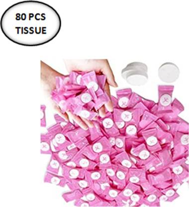 MAXBIN Compressed Tissue, Candy Ideal product for home, office, restaurants, hospitals, schools, picnic, camping, travel, promotion gifts, etc, Compressed Travel Cotton Towel Magic Towel Portable Disposable towel, Facial Tissue Cloth and Wipes Coin/Tablets Papers [PACK OF 80 PCS], COIN TISSUE