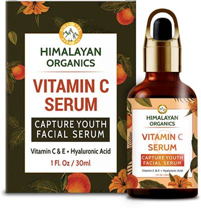 Himalayan Organics Vitamin C Serum for face Capture Youth with Hyaluronic Acid and Vitamin E - 30ml - Brightening & Night Skin Repair