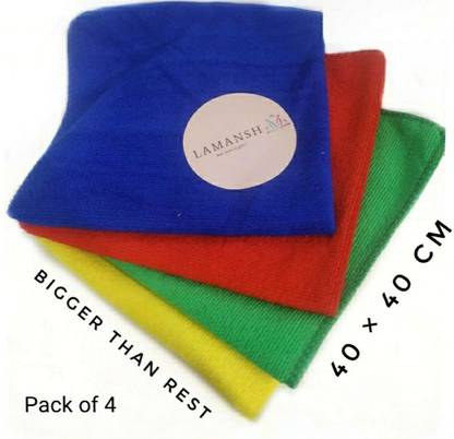 LAMANSH Multicolour,40X40CM,350GSM,PK4 Wet and Dry Microfiber Cleaning Cloth