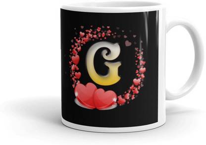 jiyacraft Alphabet G Name P Ceramic Coffee ideal for Everyone (330 ml) Ceramic Coffee Mug