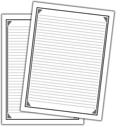 WAYTOBUY A4 60 Assignment or Project Paper, Rectangle Designed Black Border One Side Ruled 210 x 297 mm 70 gsm A4 paper