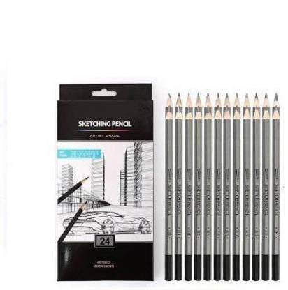 Funity Pencils for sketching and shading 14B, 12B, 10B, 9B, 8B, 7B, 6B, 5B, 4B, 3B, 2B, B, HB, F, H - 9H, Graphite Shading Pencils for Beginners & Pro Artists Pencil (SET OF 24) Pencil