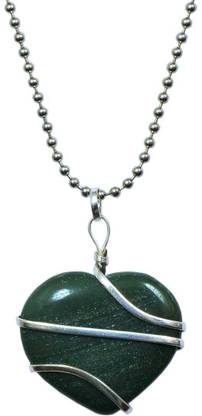Takshila Gems Natural Green Jade Pendant for Men and Women in wire Wrap with Chain 13 Grams (Heart Shape Green Jade Locket) Jade Stone Pendant