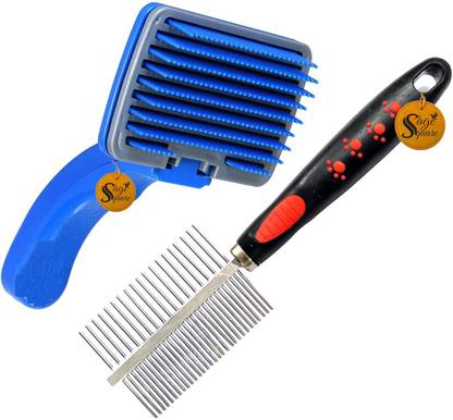 Sage Square 2 in 1 Dog Brush,Pet Long Bristle Comb for Grooming Safety for Pets from Mites,Lice,Ticks for Dog,Puppy,Kitten,Cat (Green) Wire-pin Brushes for Dog & Cat