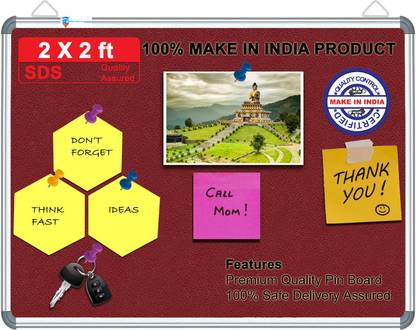 sunway Display Systems 2X2 ft. Mehroom Notice Board/Pin Board/Bulletin Board/Soft Board for Home, School, and Office Cork Cork Bulletin Board Cork Bulletin Board