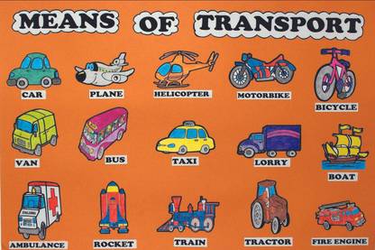 Sticker Poster|Means of Transport|Educational Sticker Poster for Kids|Poster for Preschool kids|Interior Wall Poster|Poster For Kids Room, Bedroom Study Room|Learning Poster|Self Adhesive Wall Sticker Poster Paper Print