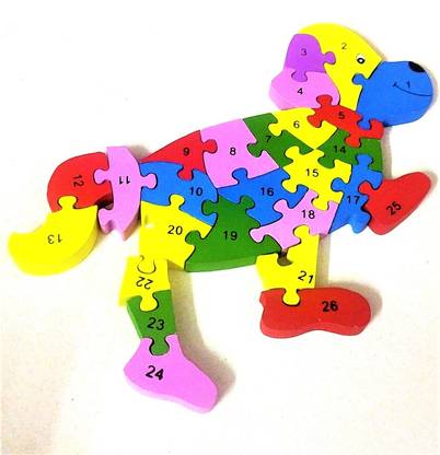 PETERS PENCE Wooden Multi-Color Educational PUZZLE 1-26 Number with (A-Z) ALPHABET Puzzle on Reverse side for Kids