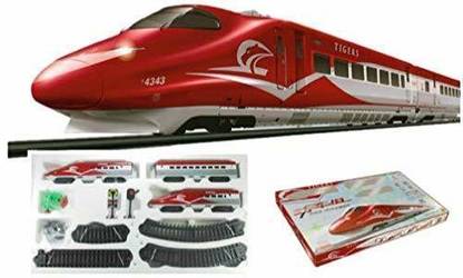 SR Toys Tigers Bullet Train Set with Light and Sound & Track High Speed Electric