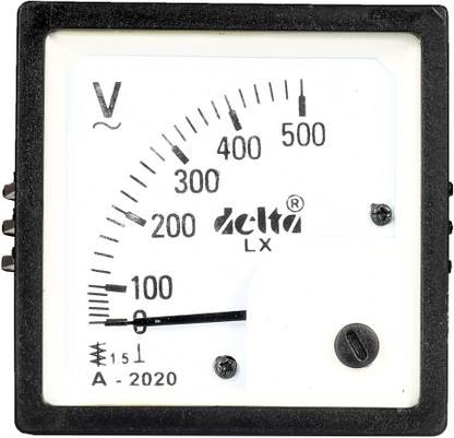 DELTA SQUARE VOLTMETER 0-500 V AC BLACK(72MM X 72 MM) Voltmeter