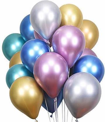 HARDATAR Solid 10 Pcs Multi Colour Metallic Chrome Balloons for Birthdays, Anniversaries , Weddings, Functions and Party Occasion Balloon