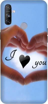 UMPRINT Back Cover for Realme Narzo 20A/RMX4004 Heart I Love You Text Printed Back Cover