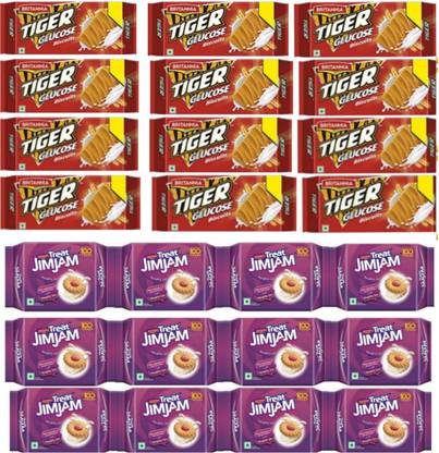 BRITANNIA Tiger glucose biscuits and jim jam combo pack (1400 gm) Cookies Biscuit