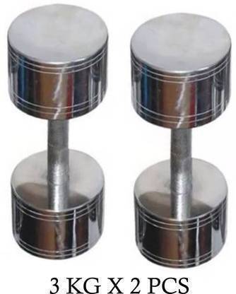 Riddhima Shopee Set of 2 x 3 kg Steel Dumbbell Fixed Weight Dumbbell