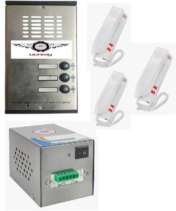 DeHMY Dehmy Latest Audio Door Phone System for 3 Floor Supports Third Party Electronic Lock Control & 2 Way Communication (Stainless Steel) Wired Door Chime